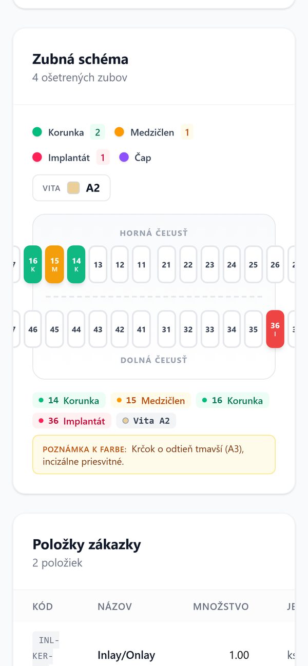 Zubná schéma na telefóne
